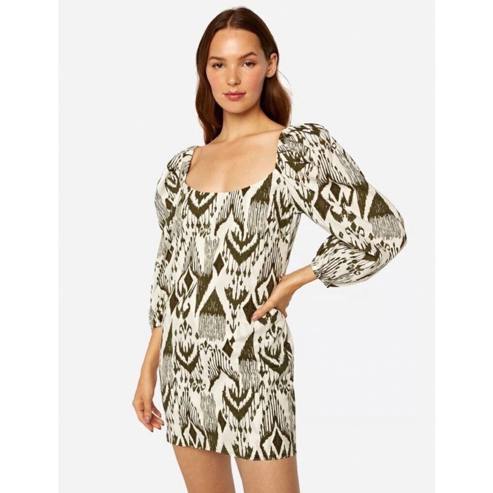 MISA Los Angeles Marta Olive Ikat Puff 
 Boho Festival Mini Dress Small Revolve